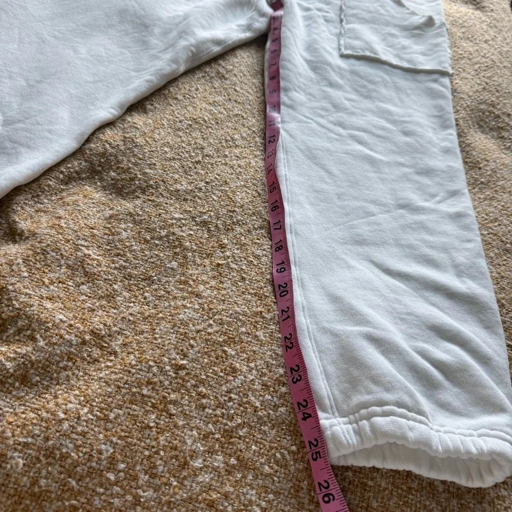 Frank & Eileen Eamon Joggers Sweatpants Pants White Large Cotton Raw Hem NWOT - Picture 6 of 6